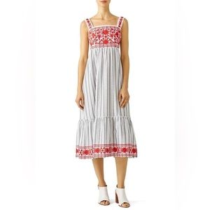 Kate Spade Broome Street Stripe Embroidered Maxi Dress